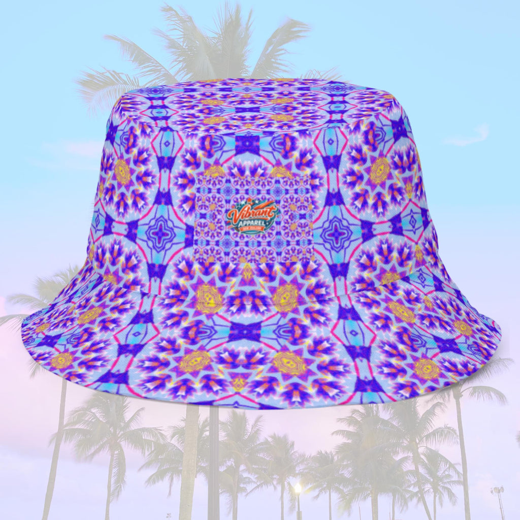 Vibrant Apparel New Zealand Reversible Floral Kaleidoscope Bucket Hat, Festival Rave Streetwear, Linen Feel Sun Hat