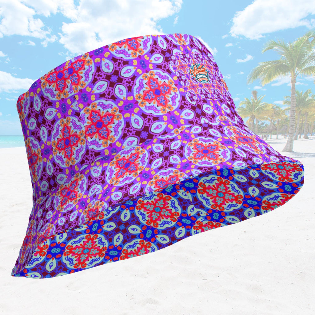 Vibrant Apparel New Zealand Reversible Mandala Bucket Hat, Floral Sun Hat, Streetwear, Moisture Wicking Linen Feel