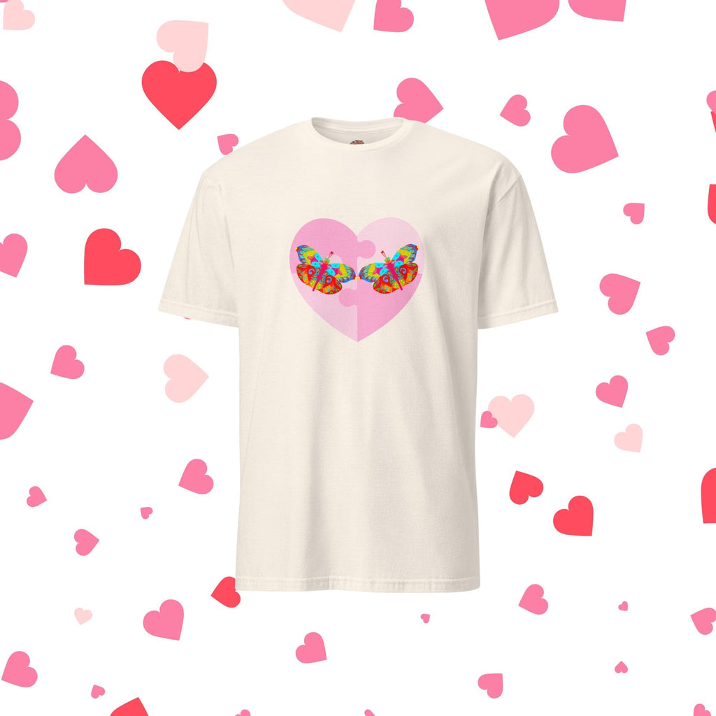 Vibrant Apparel New Zealand Natural / S US letter Butterfly Heart Graphic Tee, Colorful Love Shirt