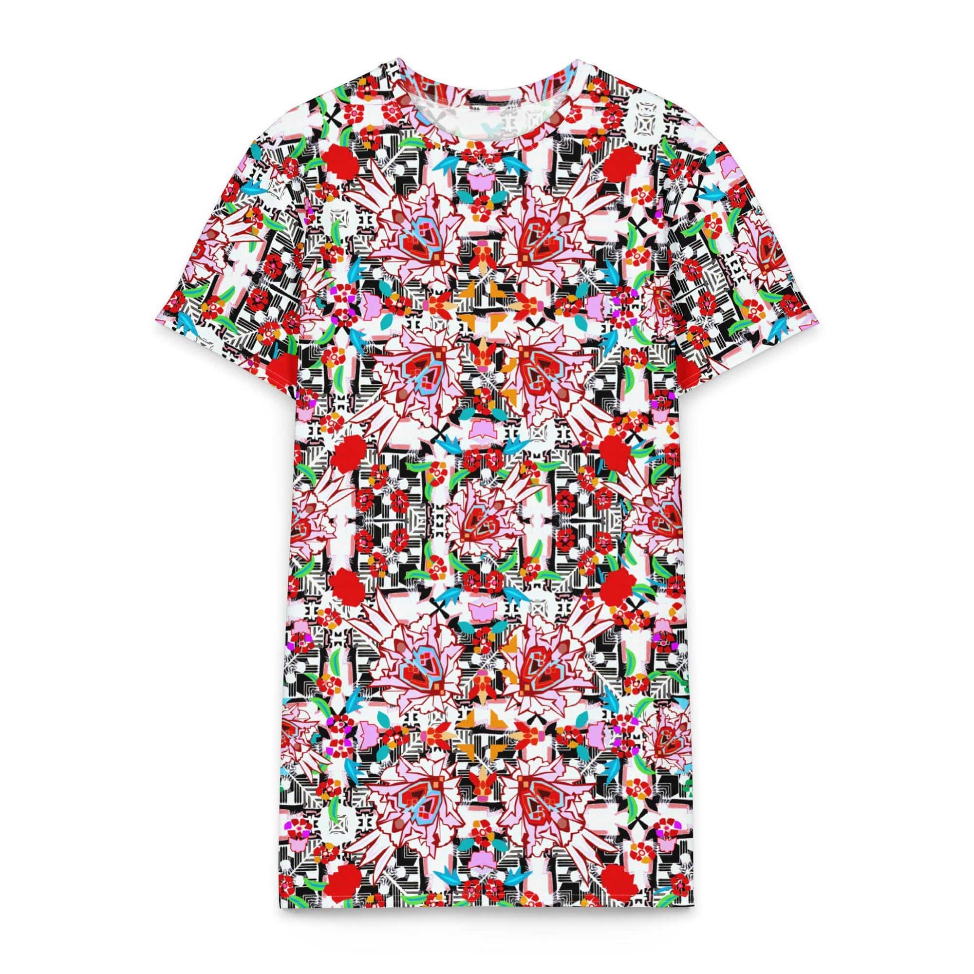 Vibrant Apparel New Zealand 2XS Floral Maze Cotton t-shirt dress