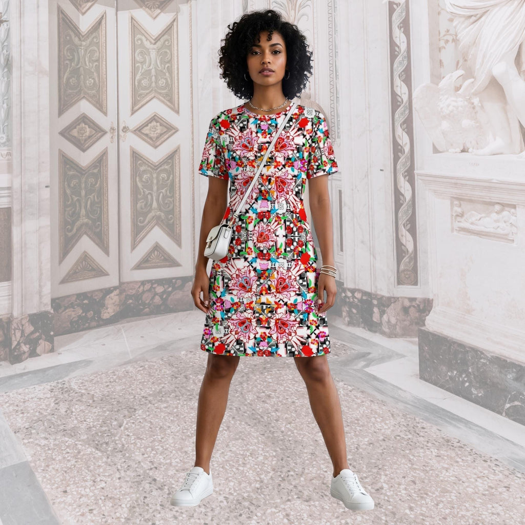 Vibrant Apparel New Zealand Floral Maze Cotton t-shirt dress
