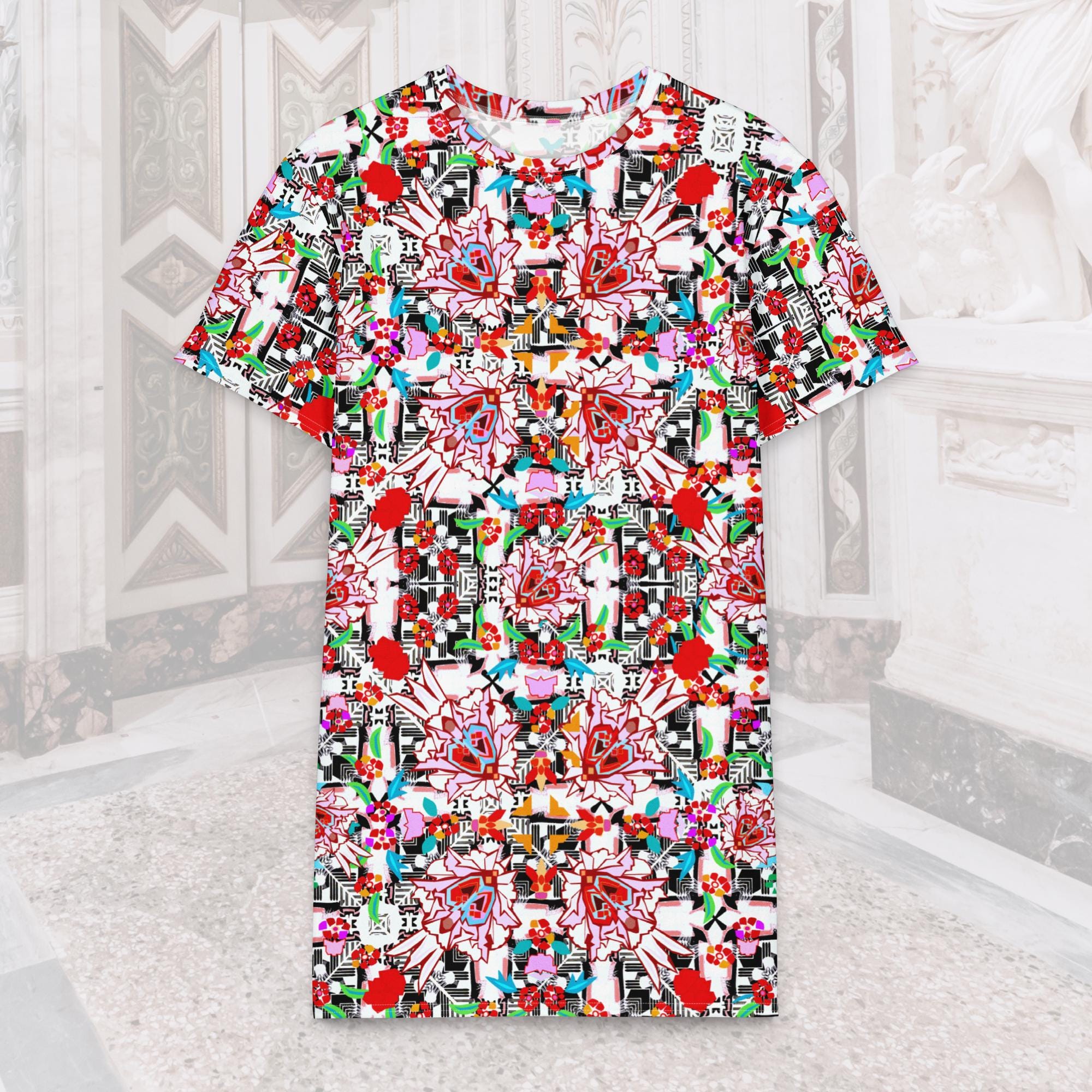 Vibrant Apparel New Zealand Floral Maze Cotton t-shirt dress