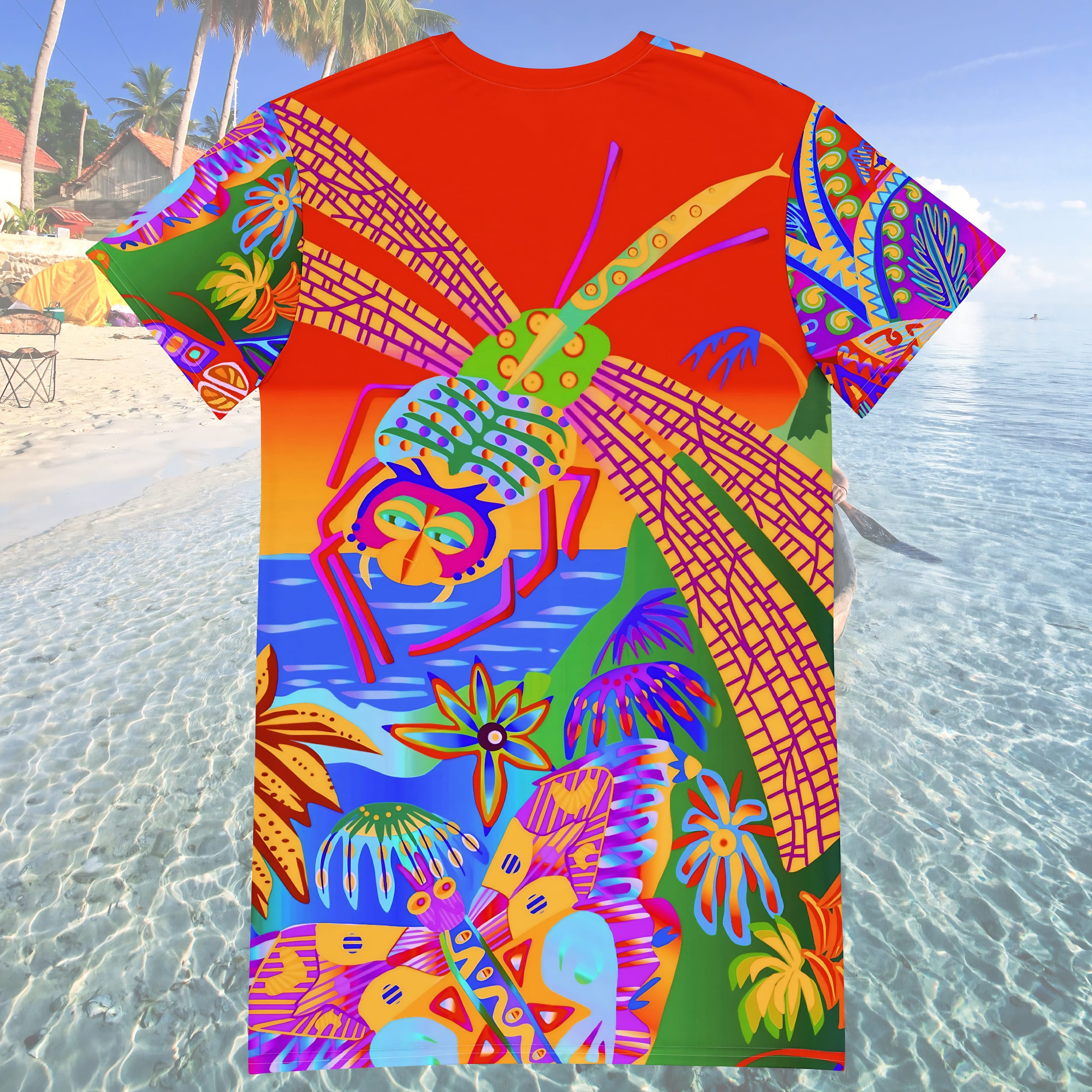 Vibrant Apparel New Zealand 🌴 Tropical Psychedelic All-Over Print T-Shirt Dress