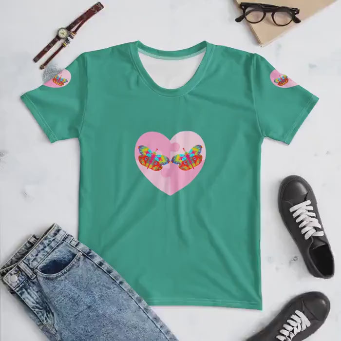 Valentine butterfly heart t-shirt women