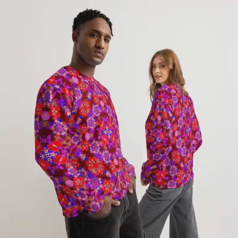 All-Over Print Floral Sweatshirt | Unisex Cotton Pullover