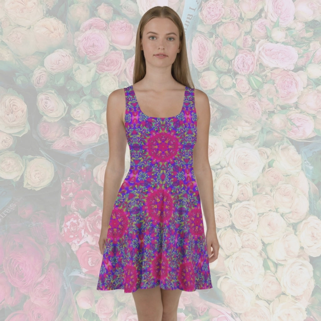 Psychedelic Mandala Sleeveless Skater Dress