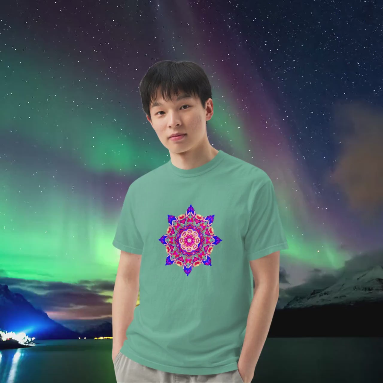 Psychedelic Mandala T-Shirt, Sacred Geometry Cosmic Graphic Tee