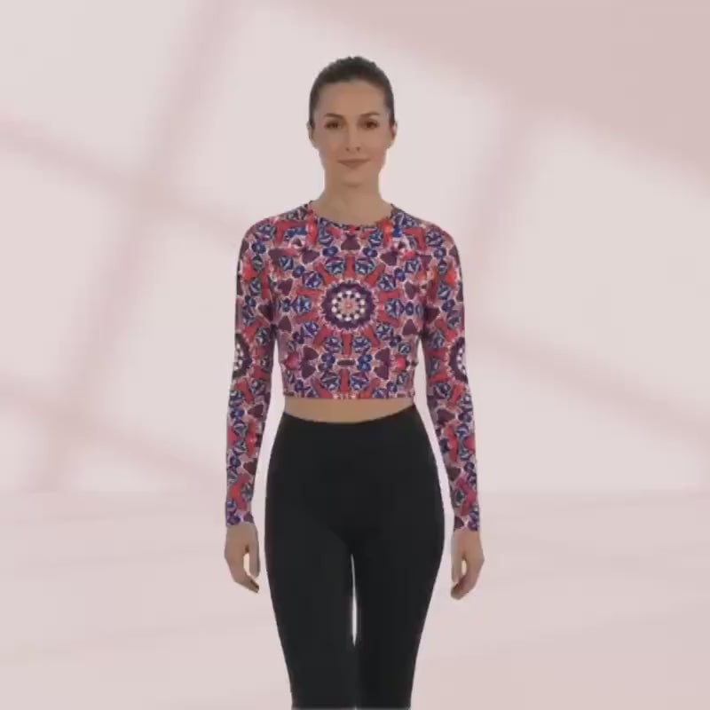 Star Mandala long-sleeve crop top | Recycled Polyester