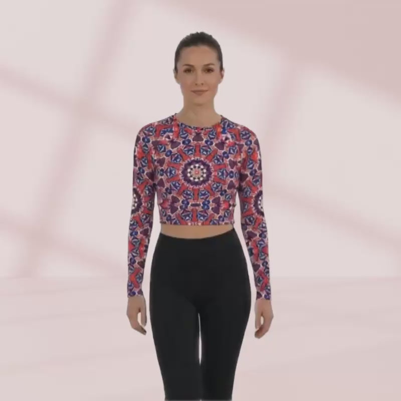 Star Mandala long-sleeve crop top | Recycled Polyester