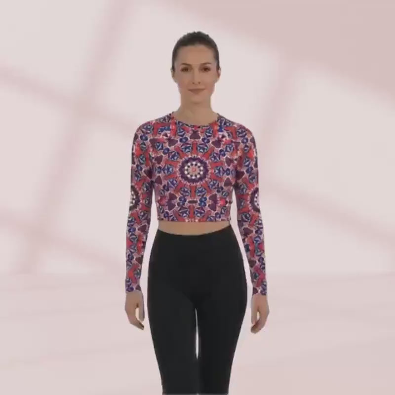 Star Mandala long-sleeve crop top | Recycled Polyester