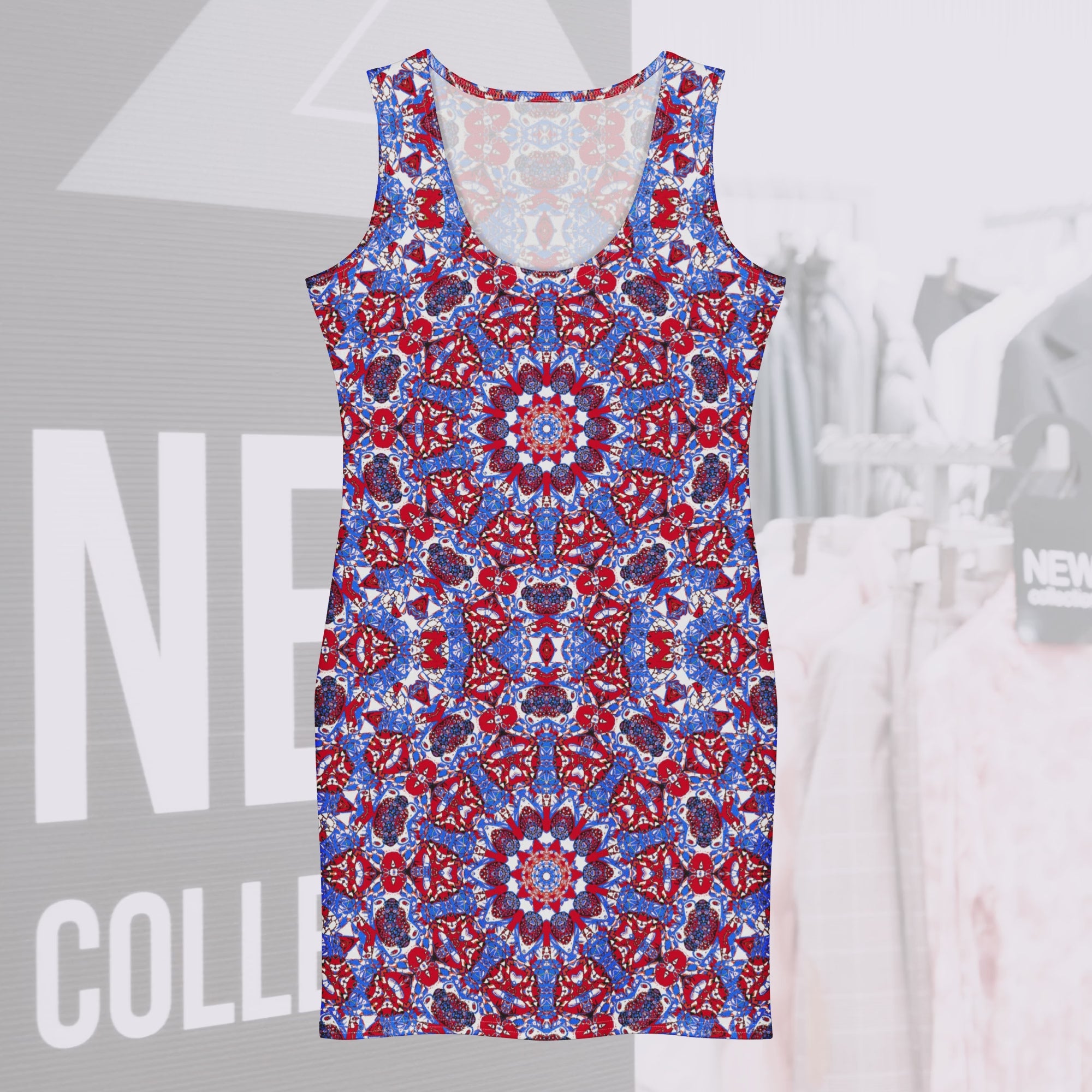 ✨ Red Blue Star Mandala Bodycon Dress ✨