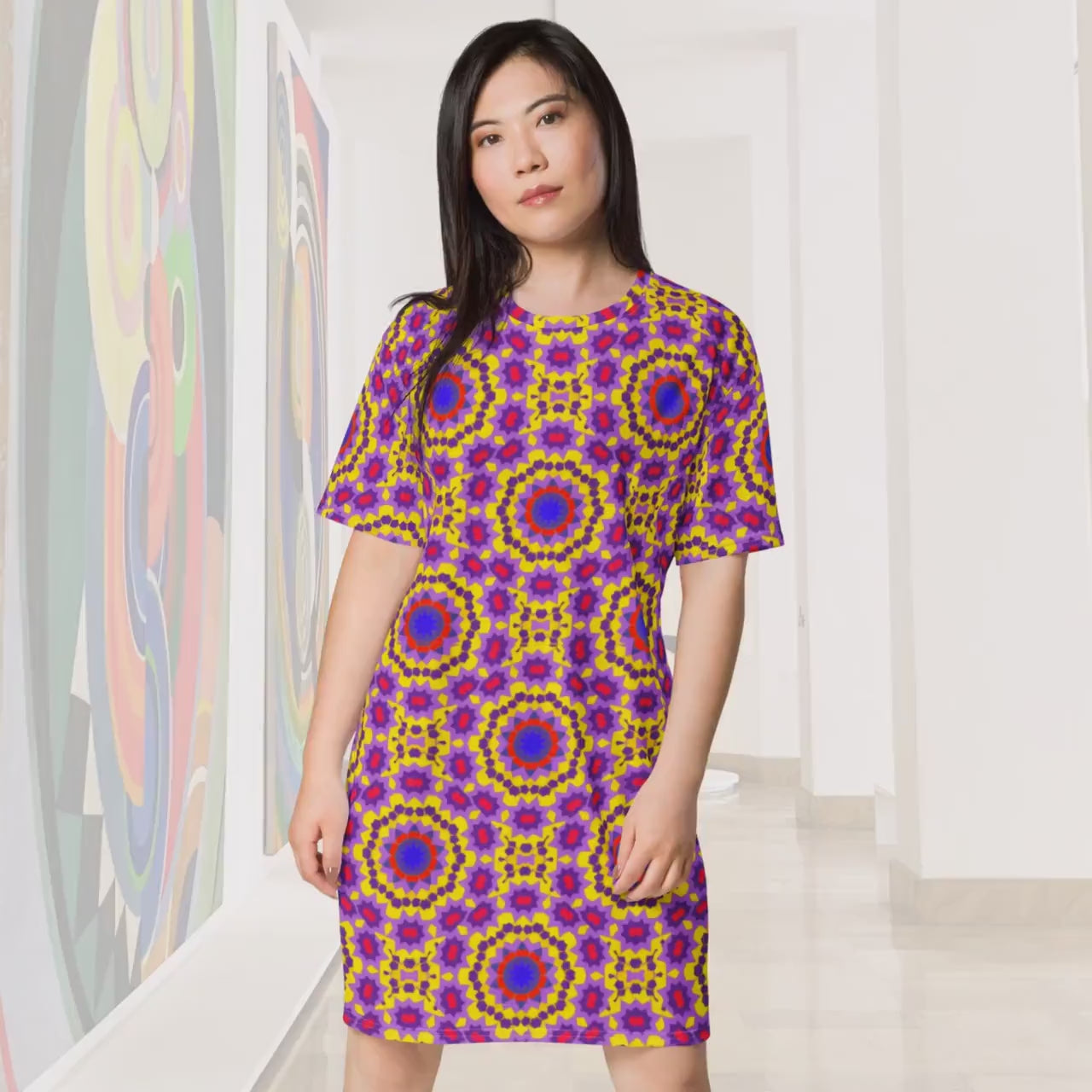 Kaleidoscope Oversized T-Shirt Dress | Vibrant Apparel New Zealand