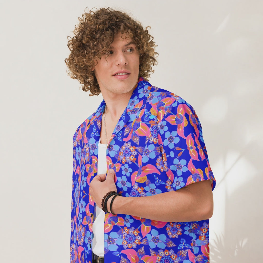Tropical Floral Oversized Button Shirt – Lightweight Summer Statement Shirt