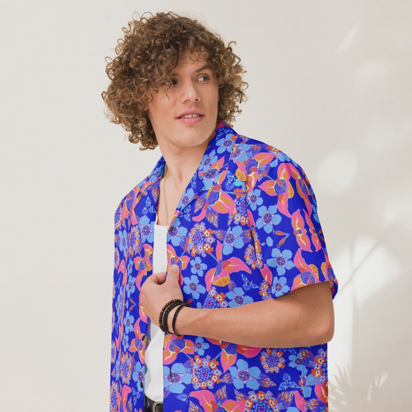Tropical Floral Oversized Button Shirt – Lightweight Summer Statement Shirt