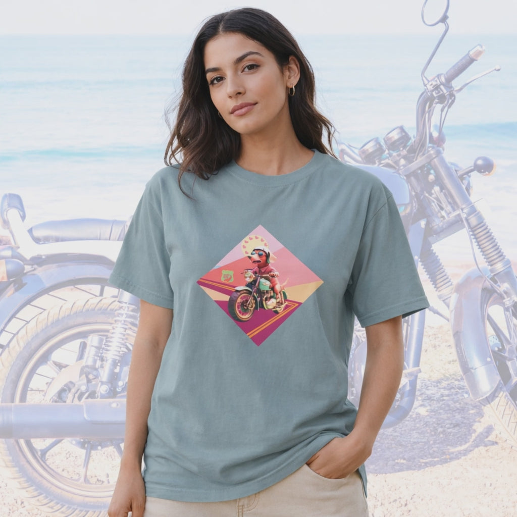 Beagle Dog Motorcycle Graphic Tee | Vibrant Apparel NZ