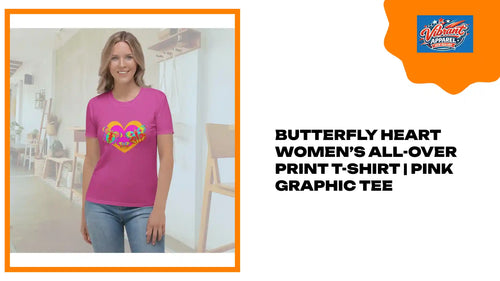 Butterfly Heart Women&rsquo;s All-Over Print T-Shirt | Pink Graphic Tee by@Outfy